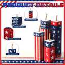 Wesiti 4 Pcs 4th of July Decorations, Vintage Patriotic Wooden Firecracker Decor, Rustic Red White Blue Farmhouse Tiered Tray Signs for Memorial Day, Independence Day, 250th Anniversary