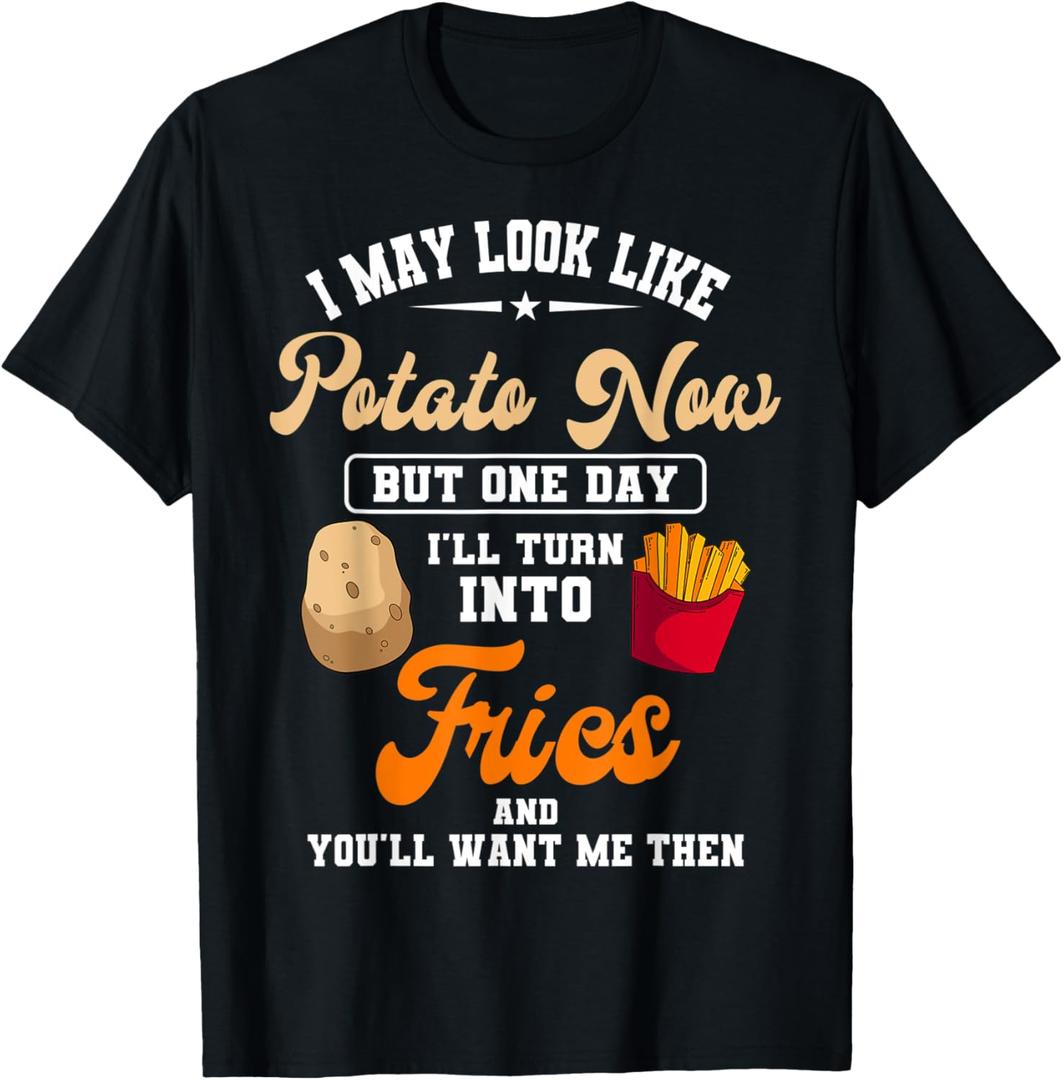 French Fries Finger Hot Chips French-fried Potatoes Snack T-Shirt (Small, Black)