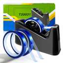 Large Heat Tape Dispenser, Heavy Duty Heat Transfer Tape Dispenser & 10mm x 33M Transparent Blue Heat Tapes Sets Sublimation Tape Holder with Cutter tape dispenser