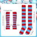 4PCS Blue Tulle Tutus Costume Set Mesh Tutus Skirt Puffy Headband Bow Socks Arm Gloves for Women World Book Day Halloween Cosplay Party Dress-Up Festival Costume Accessories Outfit