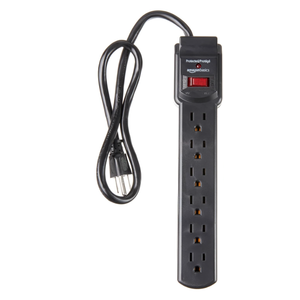 Amazon Basics 6-Outlet Surge Protector Power Strip with 200J Protection, Circuit Breaker, 2ft Extension Cord, Black, 1Pack