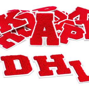 DAHI SHOP 26 pcs - Red - Iron On Chenille Letter Patches - Letterman Patches - Large 3.2" H x 2.4" W Embroidery Letter Patches - Adhesive Iron On Patches for Clothing - Red Varsity Letter Patches