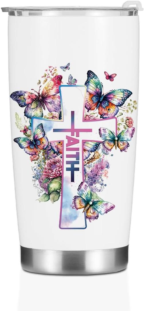 Christian Gifts for Women Sister Tumbler, Inspirational Bible Verse Butterfly Gifts Birthday Christmas, Faith Religious Coffee Mug Stainless Steel Vacuum Insulated Double Wall Travel Cup with Lid20oz