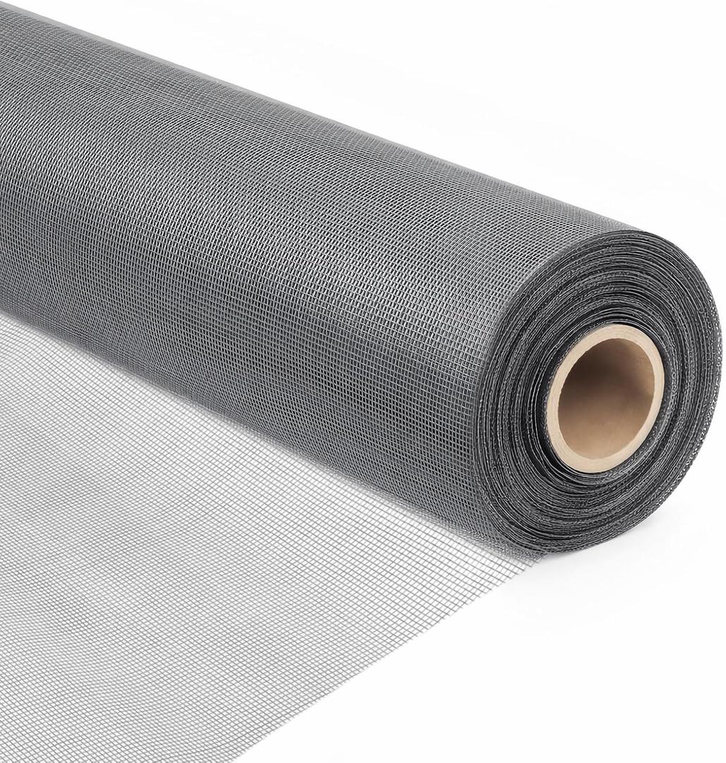 Fiberglass Window Screen Roll 48” x 100’ Easy to Use Grey Replacement Window Screens for House Windows or Door