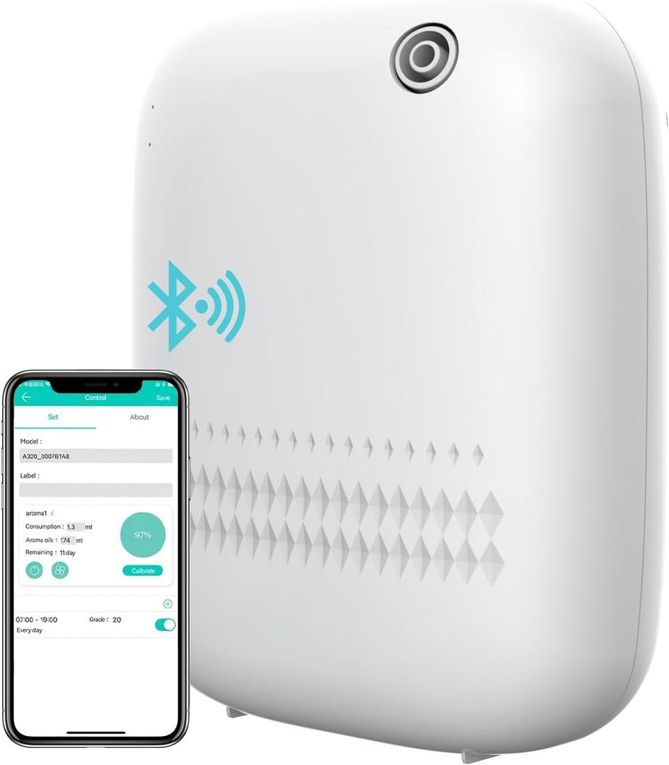 Upgraded Waterless Essential Oil Diffuser, Scent Air Machine for Home Cover Up to 2000 sq.ft, Scent Diffuser 400ML, Hotel and Commercial Use, Cold-Air Tech for Spa, Office (White)