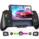 Gammeefy Switch Controllers Compatible with Nintendo Switch/Switch OLED, One-Piece Joypad Controller Replacement for Switch Pro Controller with 9 Lights Color, Turbo, Macro, KeyLinker APP, Game Boy Color (Switch 1 - (6.2"/7"), Black)