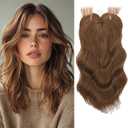 TYQ Hair Toppers for Women with Thinning Hair,14 Inch 360 3D Synthetic Curly Wavy Side Part Clip in Bangs(Coffee Brown) (#12/16)
