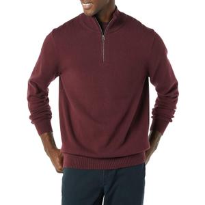 Amazon Essentials Men's 100% Cotton Quarter-Zip Sweater (XX-Large, Burgundy)