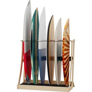6-Board Surf Rack - Durable Wood Stand with Soft-Touch Foam Protection - Minimalist Design for Indoor Surfboard Storage, 43.3*45.6*15.7