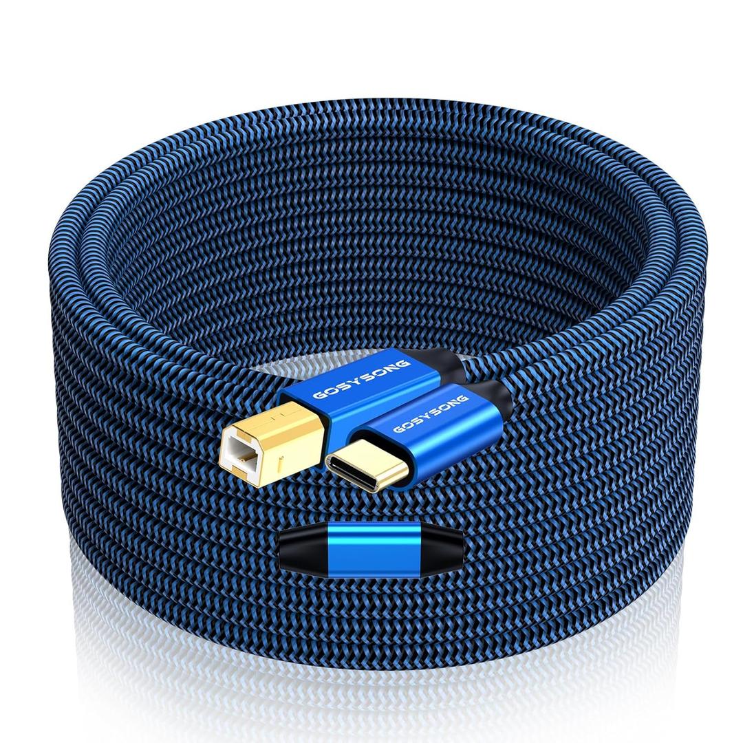 50ft USB C to USB B Printer Cable - Active, High Speed, Compatible with Printers, Scanners, Audio Devices Style: USB C Printer Cable