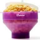 The Original Salbree Collapsible Silicone Microwave Popcorn Popper Maker Machine, Microwavable Bowl Holds 16 Cups, Uses Hot Air and Oil Always Optional - (Clear Purple)