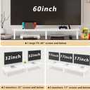 TEAMIX White Dual Monitor Riser for 2 Monitors-42inch, Wood Desktop Dual Stand with Metal Legs, Long Screen/PC/Laptop Storage,Computer Shelf TV Holder Home Office