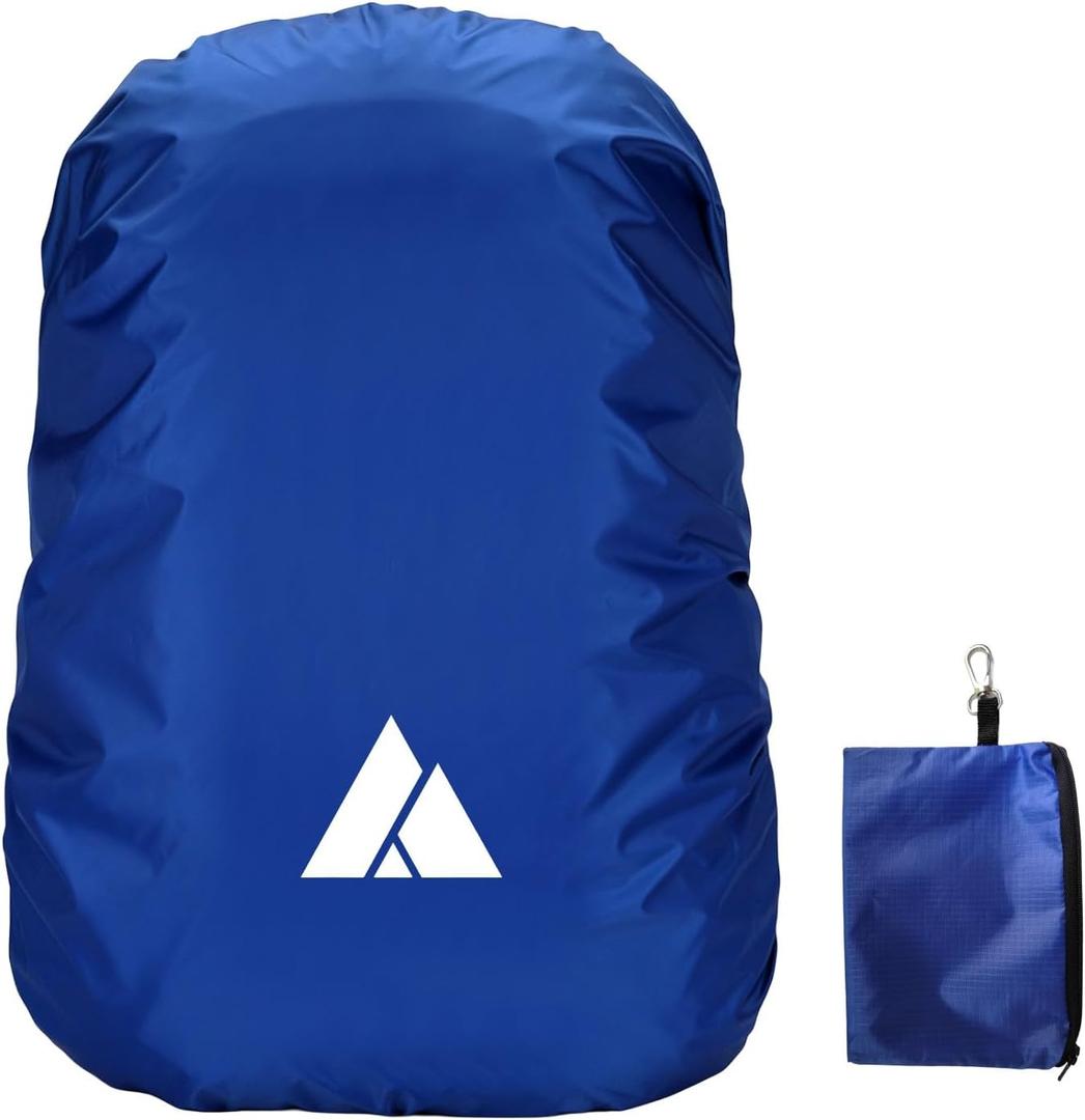 Waterproof Backpack Rain Cover (45-65L), Heavy-Duty Nylon Pack Cover with Upgraded Double Adjustable Closure System and a Carry Pouch for Hiking, Cycling. Durable and Lightweight.
