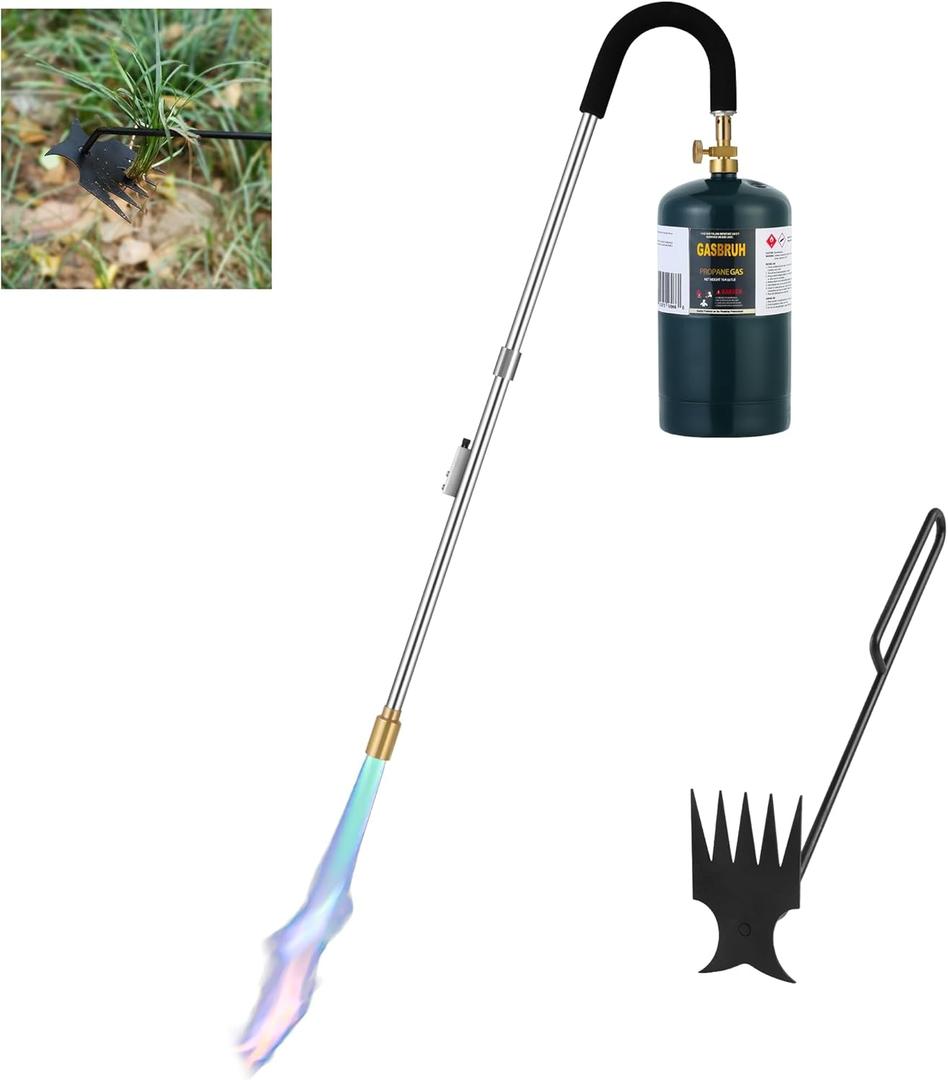 Weed Torch Propane Burner,34" Long arm Weed Torch,Fire Starter,Charcoal Starter,Blow Torch with Flame Control and Igniter for Roof,Wood,Ice,Snow (Tank not included) (Black)