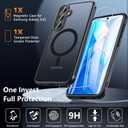 Magnetic for Samsung Galaxy A35 5G Case with Tempered Glass Screen Protector, Compatible with MagSafe, Shockproof Protective Translucent Back Phone Case Cover for Samsung A35 5G (Black)