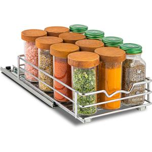 Pull Out Cabinet Organizer for Spices, Cans - Heavy Duty - Pull Out Spice Rack- Cabinet Pull Out Shelf for Cans,Dishes, Etc, 6-1/2 "W x 10-1/2"D x 2-3/4H, Chrome (6.5 Inch - Single)