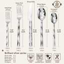 KINGSTONE Silverware Set, Luxury 20 Piece Flatware Set for 4, 18/10 Stainless Steel Cutlery Set with Diamond Cut Pattern for Kitchen, Home, Wedding, Party, Mirror Polished and Dishwasher Safe