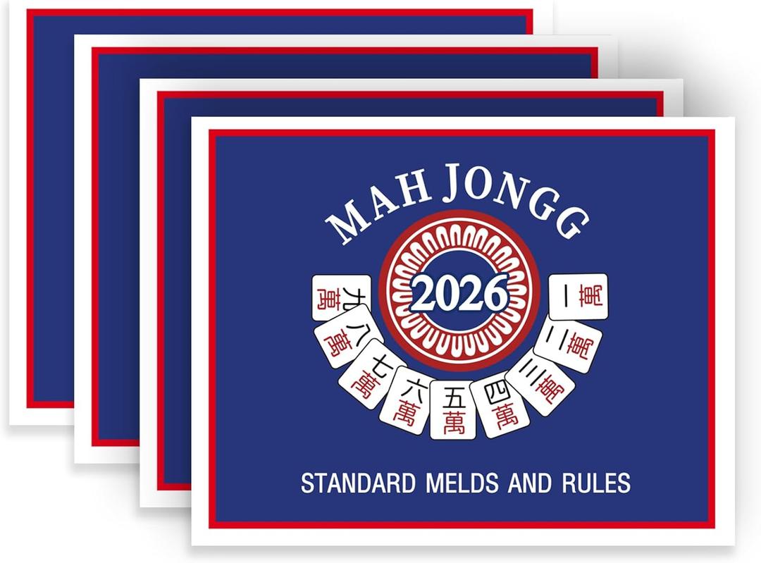 Oxerlas 4Pcs Mahjong Card  2026 Upgrade Large Print American Mahjong Cards Official Revision, Easy to Read Mahjong Card for Enthusiasts, Holiday Gatherings with Friends & Family