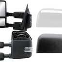 Driver Left Side Towing Mirror Electric Heated Glass Turn Signal Light Puddle Light and BLIS with Chrome and Textured Black Cap Manual Folding Manual Telescope for 21-25 Ford F-150 250 350 450 550
