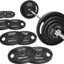 Fitvids Cast Iron Standard Weight Plates Including 5FT Standard Barbell with Star Locks, 95-Pound Set (85 Pounds Plates + 10 Pounds Barbell), Multiple Styles