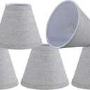 Aspen Creative 51052-5,Hardback Empire Transitional Clip-On Chandelier Shade/Grey Silver Burlap Textured Fabric. 3"Top x 6"Bottom x 5"Slant.Set Of 5.