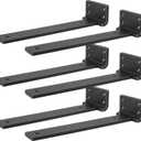 Heavy Duty Shelf Brackets, Floating Shelf Bracket 12 inch 6 Pack L Brackets for Shelves Black Metal Support Bracket for DIY Decorative with Screws