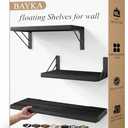 BAYKA Wall Shelves for Bedroom Decor, Floating Wall Shelves for Living Room Kitchen Storage, Wall Mounted Rustic Wood Floating Shelves for Kids Books, Corner Shelves for Bathroom, Office(Set of 3)