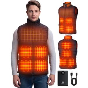 Heated Vest for Men, 9 Heating Zones 12000mAh Battery Pack, Rechargeable Vest Outdoor Hunt Camping Cycling Ski (Medium)