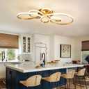 56W Modern LED Ceiling Light, Flower Flush Mount Light Fixture with Remote Control Gold Dimmable Ceiling Lamp for Living Room, Bedroom, Dining Room, Hallway, Kitchen