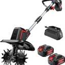 Cordless Electric Tiller for Gardening, Total 8000mAh Battery Powered Mini Cultivator with 24.0AH Batteries & Charger, 9" Width, 6.6" Depth, 48 Steel Tines Rototiller for Soil Cultivation