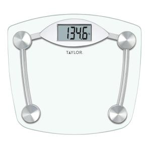 Taylor Digital Bathroom Scale, Body Weight Scale, Instant On and Off, 400 lb Capacity, Sturdy Clear Glass with Chrome-Finish Base