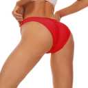 Bellecarrie Women's Cheeky Brazilian Scrunch Butt Bikini Bottoms Low Rise High Cut Sexy Women's Swim Bottoms (Medium, Red)