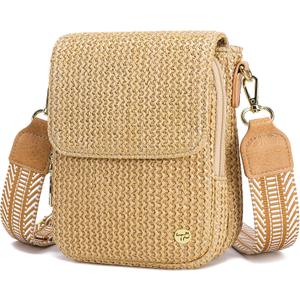 Haytijoe Faux Straw Crossbody Bags for Women Small Summer Purse RFID Woven Phone Bag Travel Beach Hawaiian Essentials Gifts