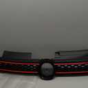 Front Upper Grill Black With Red Trim Grille Compatible With 2010 2011 2012 2013 2014 VW Volkswagen GTI Jetta Golf