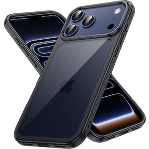 JETech Case for iPhone 17 Pro 6.3-Inch, Non-Yellowing Shockproof Phone Bumper Cover, Anti-Scratch Clear Back (Black)