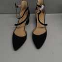 DREAM PAIRS Women's Closed Pointed Toe Low Chunky Heels Pumps Ankle Strap Wedding Business Dressy Shoes (8, Black-nubuck)