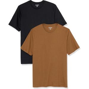 Amazon Essentials Mens Cotton Regular-Fit Short-Sleeve Crewneck T-Shirt (XX-Large, Black/Brown)