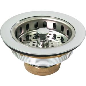 Highcraft 9734 Heavy Duty Kitchen Sink (3-1/2 Inch) Stainless Steel Drain Assembly With Strainer Basket KOHLER Style Stopper, Stainless-Steel