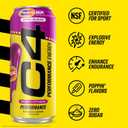 C4 Performance Energy Drink, Grape Popsicle, Zero Sugar Carbonated Preworkout Energy, 200mg Caffeine with Beta Alanine, 16 Fl Oz (12 Pack) | Carbonated, Pre Workout, Performance Drink, no Artificial Colors, no Dyes (EXP 03/01/27)