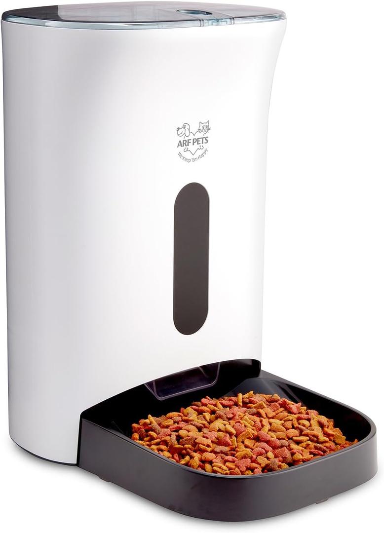 Arf Pets Automatic Pet Feeder Food Dispenser for Dogs, Cats & Small Animals Features Distribution Alarms, Portion Control & Voice Recording Timer Programmable Up to 4 Meals a Day