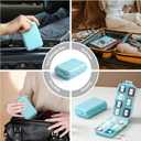 3 Pack, 14 GRIDS Travel Pill Organizer Box with Labels - Travel Medicine Case Kit - Pocket Daily Pharmacy Container - Travel Medication Holder Dispenser for Fish Oil Vitamin Supplement Storage (Khaki+blue+grey)