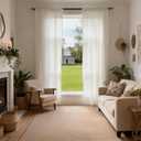 Boho Curtains Semi-Blackout 84 Inch 2 Panels for Living Room, Linen Tassels Farmhouse Curtains with Embroidery for Bedroom Rod Pocket Draperies 52" W x 84" L, Off White