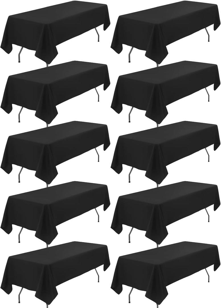 10 Pack Black Tablecloths for 6 Foot Rectangle Tables 60x102 Inch Tablecloth 6ft Table Cloths Polyester Tablecloths for Rectangle Tables Fabric Tablecloth Washable for Wedding Party