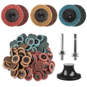 92PCS 2 Inch Quick Change Sanding Discs Set:90PCS Surface Conditioning Pneumatic/Die Grinder Sanding Discs with 1/4" Roll Lock Holder Pad for Metal Strip Clean Polish Burr Finish (Fine Medium Coarse)