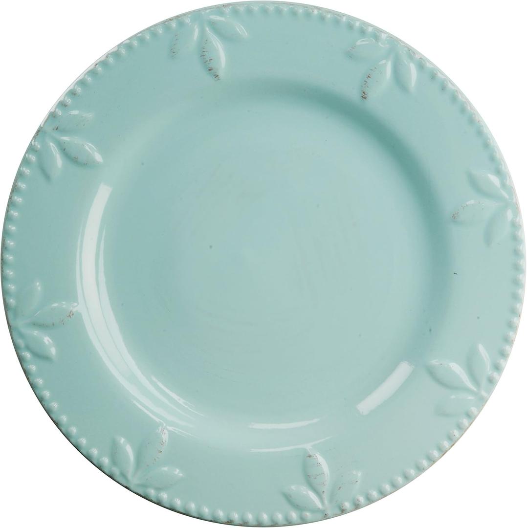 Signature Housewares 4 Piece Sorrento Collection Stoneware Dinnerware Set, Aqua Blue