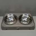 Elevated Bowls, 4 Height Adjustable Raised Stand With 2 Thick 50oz Stainless Steel Food Bowls, Non-Slip Feeder for Dogs, Adjusts to 3.7", 9.2", 10.75", 12.36" Light Brownish Gray