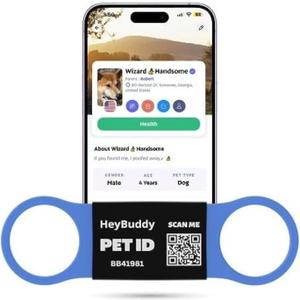 HeyBuddy Slide Series - QR Code Smart Pet Tags for Dogs & Cats, Personalized Pet Tag Stores Multiple Information, Includes Passive Location Tracking, Real-Time Notification & Community Alerts