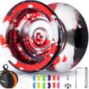 MAGICYOYO N11 Unresponsive Yoyo - Professional Trick Yo Yo for Kids 8-12 or Above, Dual Purpose Yo-yo Replacement Responsive Bearing for Beginner+12 Strings+Case Bag+Bearing Kit - Black Red Silver