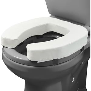 Lunderg Padded Toilet Seat Riser for Seniors - Adds 2 inches. Universal Fit - FIRM Raised Toilet Seat Cushion with High-Density Foam for Enhanced Comfort & Elevation. Post-Surgery Must have (White)