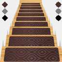 Stair Treads for Wooden Steps 15pcs - 8x30in Carpet Stairs Runner Indoor Non-Slip Stair Mats for Kids Elders and Pets (Foliage Brown)